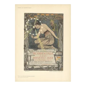 1897 Giovanni Mataloni 'Gas Lamps' Gray & Green Germany Lithograph