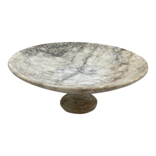Vintage Italian Footed Alabaster Bowl Compote Tazza For Sale
