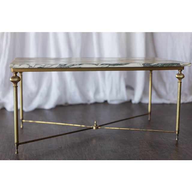 Vintage Brass and Marble Rectangle Coffee Table For Sale - Image 9 of 12