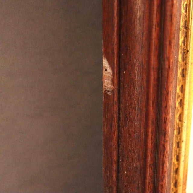 Brown Oversized Antique Renaissance Revival Gilt Trimmed Walnut Mirror C1890 For Sale - Image 8 of 12