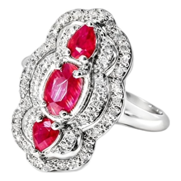 Late 20th-Century 14K Yellow Gold Ruby and Diamond Designer Ring, Size 7.25 For Sale