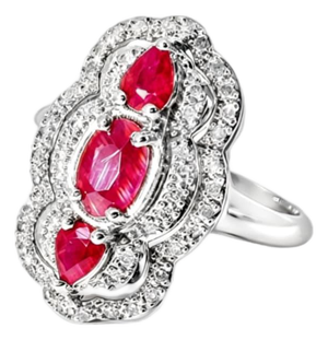 Late 20th-Century 14K Yellow Gold Ruby and Diamond Designer Ring, Size 7.25