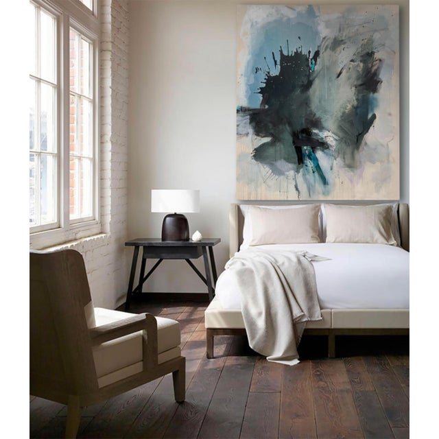"SINGS MY SOUL" is a captivating abstract painting meticulously crafted on raw canvas. The frenetic, gestural applications...