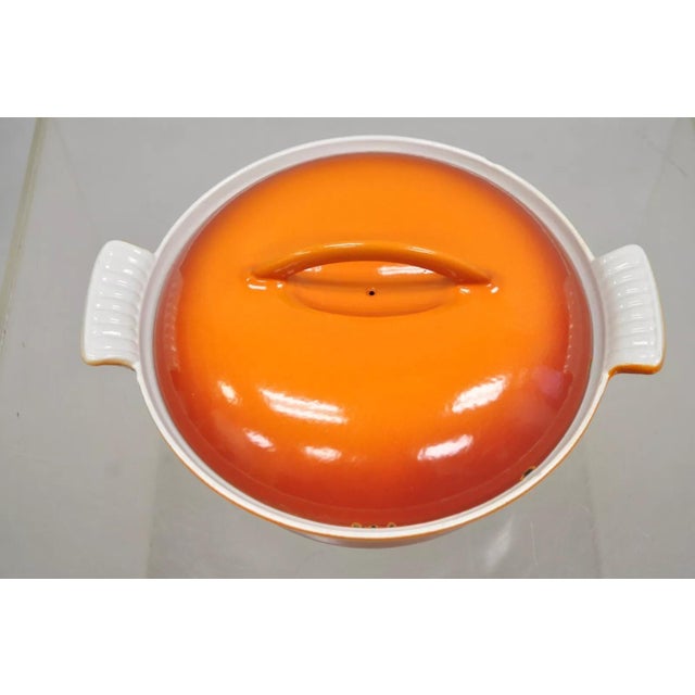 Mid-Century Modern Vintage Descoware Mid Century Modern Cast Iron Orange Enamel Lidded Dutch Oven For Sale - Image 3 of 11