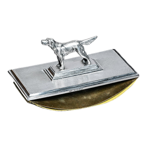 Hunting Theme Dog English Antique Engine Turned Sterling Silver Writing Ink Blotter Desk Office Home Decor