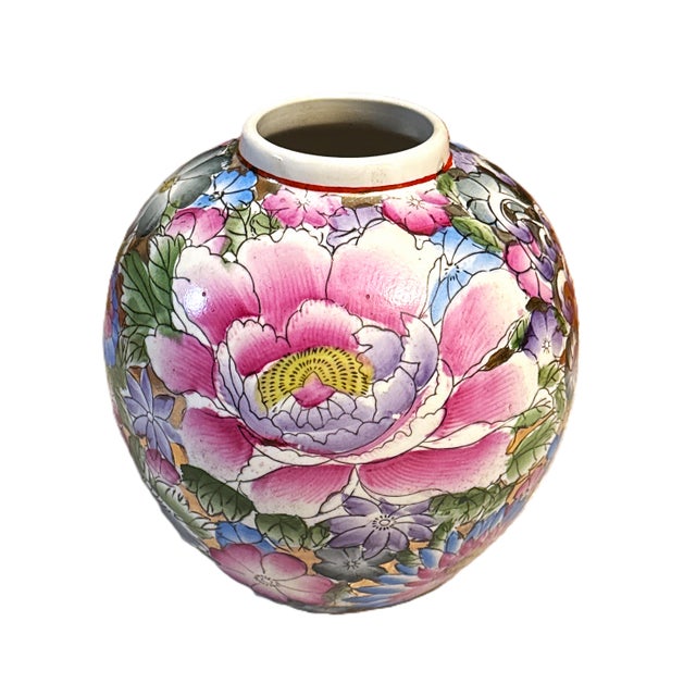 Mid 20th Century Vintage Chinese Floral Vase - Millefleurs, Thousand Flowers For Sale - Image 5 of 10