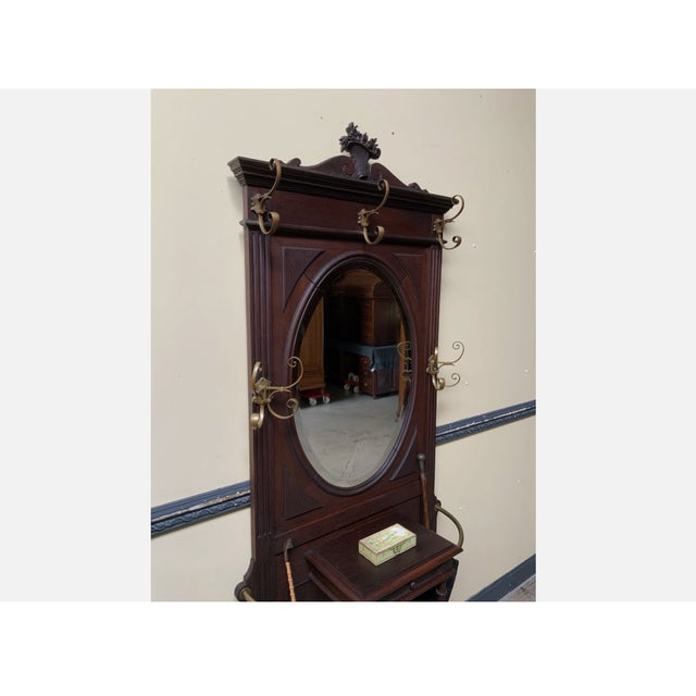 1910s Antique Art Nouveau Clothes Rack in Oak, 1910 For Sale - Image 5 of 10