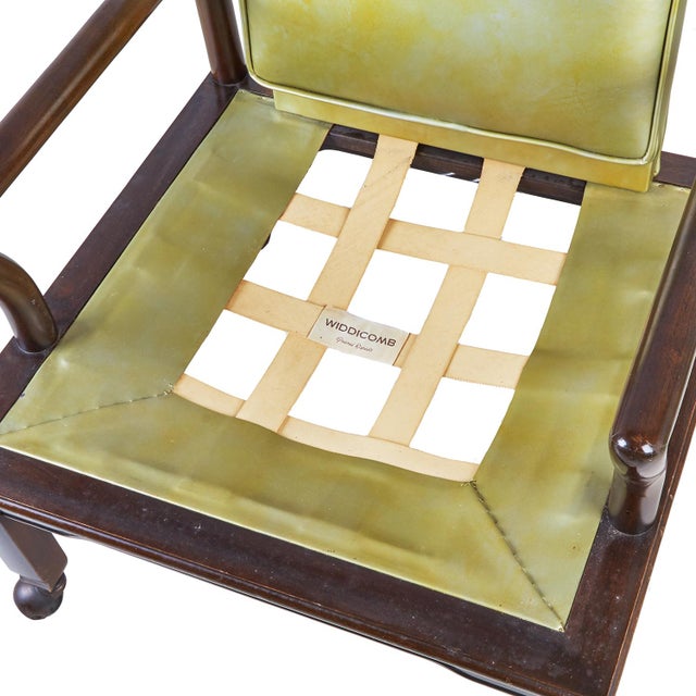 1960s Set of 4 Widdicomb Leather and Ebonized Walnut Club Chairs For Sale - Image 13 of 14