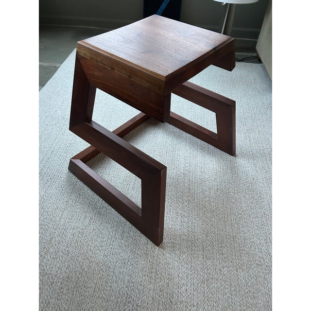 2020s One of a Kind Artisan Made Black Walnut Organic Modern Bench Stool For Sale - Image 5 of 16