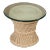 Quality Vintage Round Wicker Rattan Glass Top Side Table For Sale