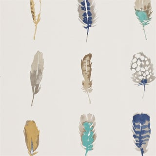 Harlequin Limosa Wallpaper in Indigo/Mustard/Stone For Sale