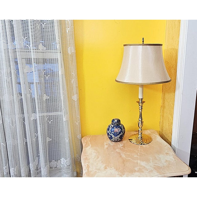 Vintage Glenn Nelson Brass Candlestick Table Lamp, Hollywood Regency Style, 28” Tall For Sale - Image 15 of 18