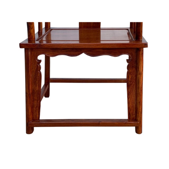 Pair Chinese Natural Wood Copper Brown Stain Yoke-Back Armchairs For Sale - Image 9 of 11