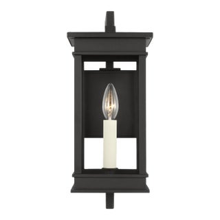 Chapman & Myers by Visual Comfort Studio Cupertino 1-Light Outdoor Small Bracket Lantern Sconce in Textured Black For Sale