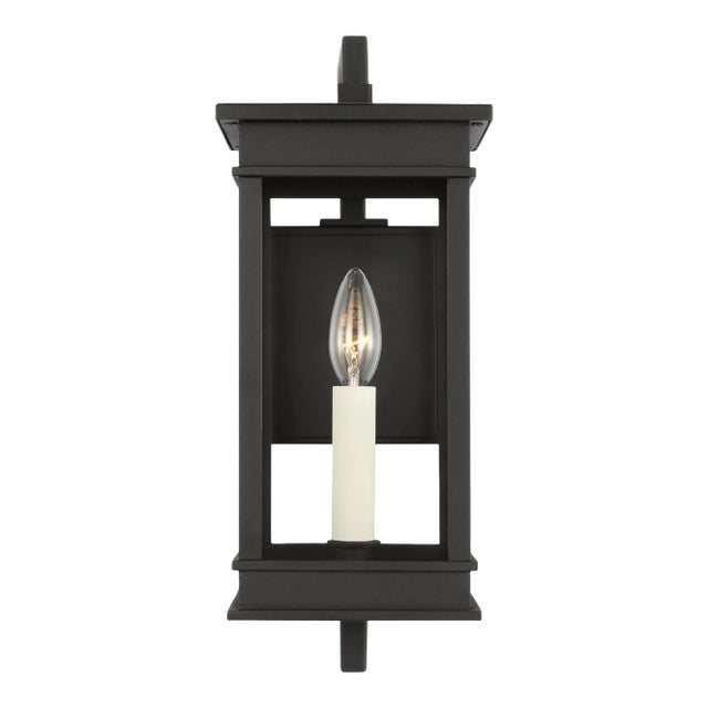 Chapman & Myers by Visual Comfort Studio Cupertino 1-Light Outdoor Small Bracket Lantern Sconce in Textured Black For Sale