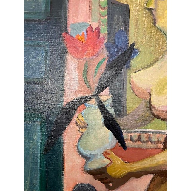 Sigismund Kolos-Vary, Cubist Woman with Tulip, 1936, 1936, Oil on Canvas, Framed For Sale - Image 10 of 11