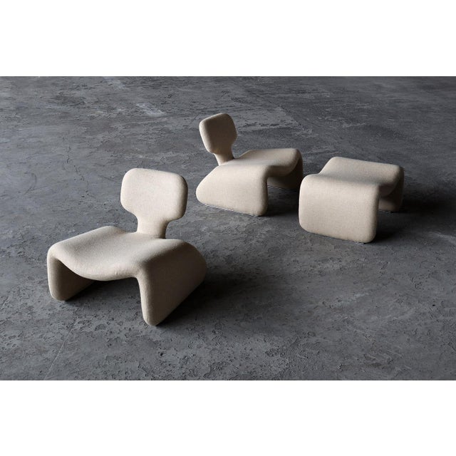 Djinn Lounge Chairs with Ottoman by Olivier Mourgue for Airborne, France, 1960s, Set of 3 For Sale - Image 10 of 10