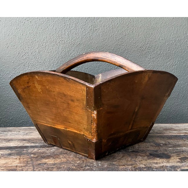 Vintage Hand Made Wooden Basket For Sale - Image 12 of 12