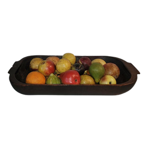 Set of 25, Hand Carved Dough Bowl With Assorted Stone Fruit