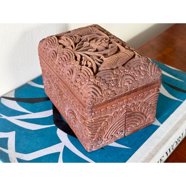 1940s Hand-Carved Wooden Cigarette Dispenser Box For Sale - Image 9 of 11