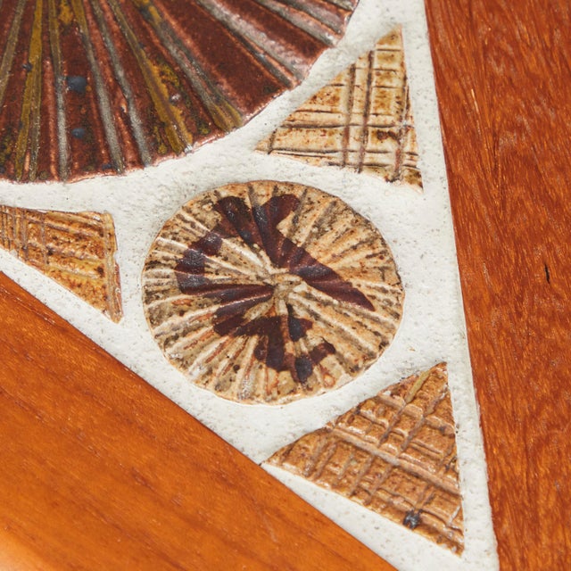 Oval Ceramic and Teak Coffee Table by Tue Poulsen for Haslev Mobelsnedkeri, Denmark, 1960 For Sale - Image 6 of 8