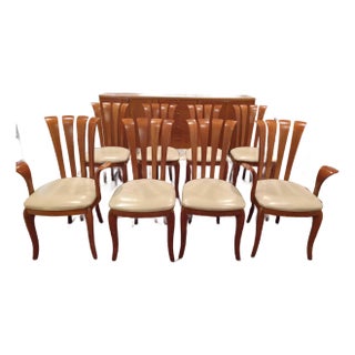 A Sibau Set of 8 Post Modern Vintage Italian Sculptural Cherry Wood Dining Chairs For Sale