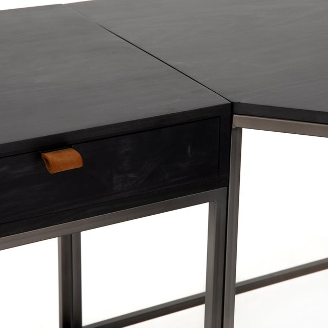 Four Hands Trey Desk System With Filing Credenza, Black Wash Poplar For Sale - Image 11 of 11