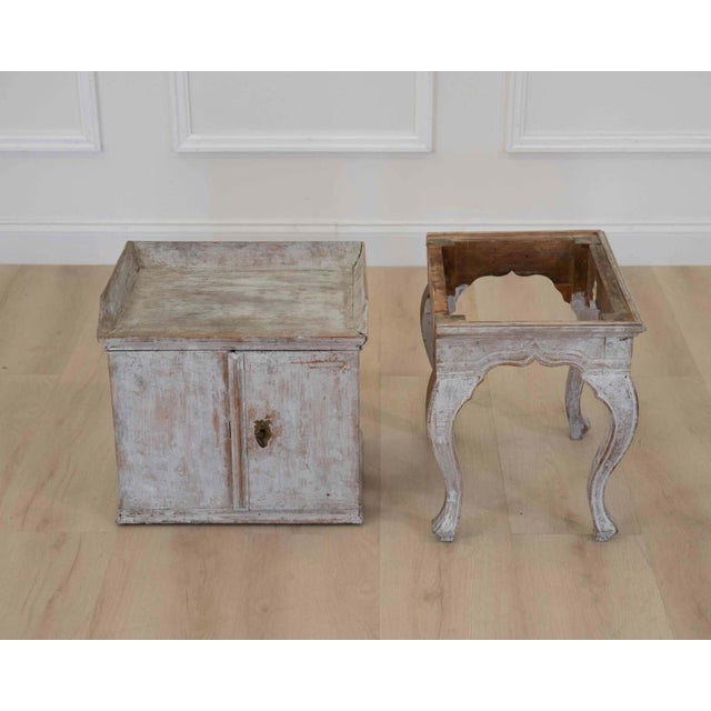 18th Century Rococo Nightstand in Later Grey Paint For Sale - Image 9 of 9