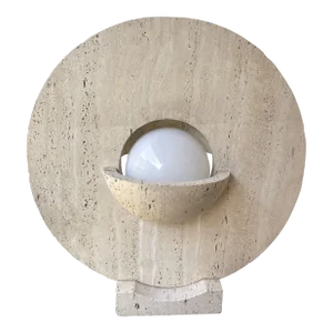 Mid-Century Modern Travertine Abstract Sculpture Lamp. Italy, 1970s