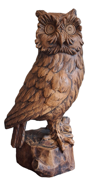 Vintage Hand-Carved Wood Owl
