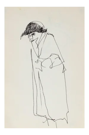 Minimal Figure With a Hat in Ink 1959