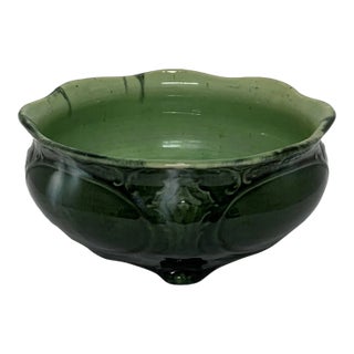 Mid Century Green Hand Glazed Bowl For Sale