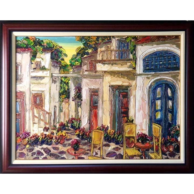 Maya Eventov "Terattoria" Original Acrylic on Canvas, H.Signed Me040908-15 For Sale - Image 4 of 5