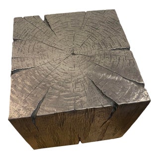 Metal Coated Tree Stump Table For Sale