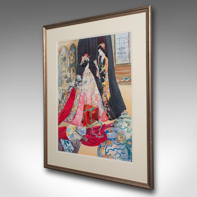 Mid-Century Modern 1990s Vintage Fashion Watercolour For Sale - Image 3 of 8