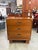 A handsome and exceptionally sturdy vintage Mid-Century Modern 3-drawer campaign-style nightstand, bachelors chest, or end...