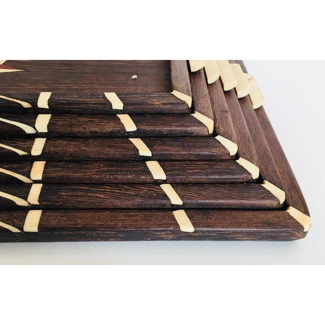 Vintage Anglo-Indian Stacking Wood Trays With Inlay - Set of 6 For Sale In Palm Springs - Image 6 of 12