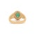 Vintage-Inspired Oval Emerald Diamond Halo Signet Ring Size 6.5 in 14k Yellow Gold For Sale - Image 9 of 17