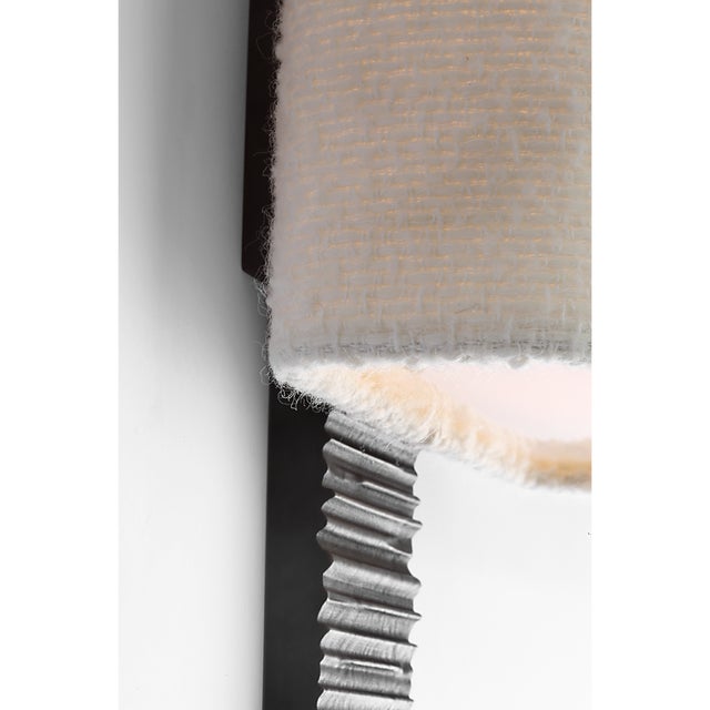 Metal Anne-Marie Barton for Visual Comfort Signature Fumar 23" Tail Sconce in Ridged Carbon with Bouclé Shade For Sale - Image 7 of 12