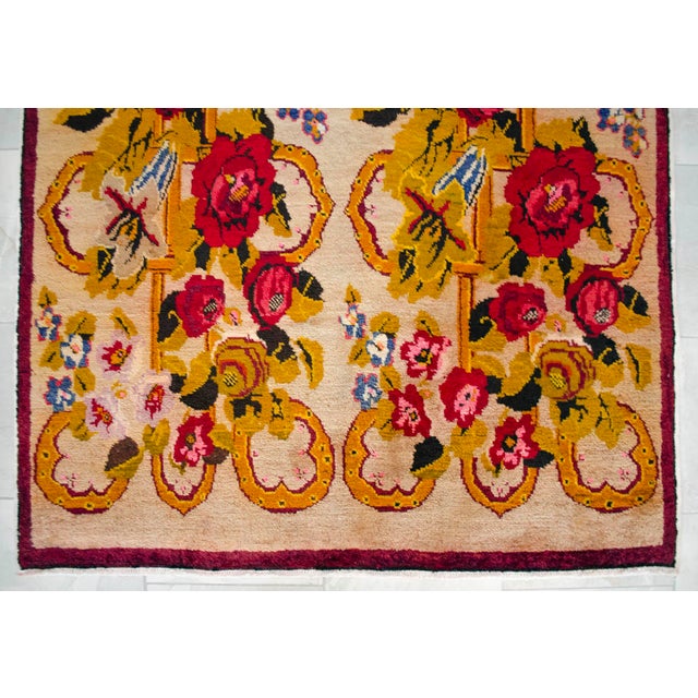 1920s Vintage Turkish Oushak Rug Hand Knotted Area Rug - 4′10″ × 8′5″ For Sale - Image 10 of 12