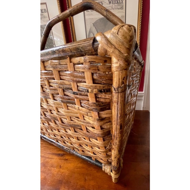 Bamboo, Rattan Magazine Stand Chairish