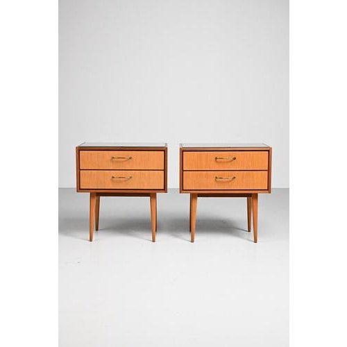 Nightstands with Glass Tops, Germany, Set of 2 For Sale - Image 3 of 10