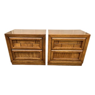 Mid 20th Century Dixie Brutalist Walnut Nightstands- A Pair For Sale
