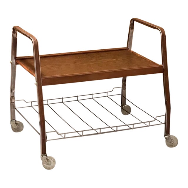 Vintage Mid Century Modern Rolling Accent Table For Sale