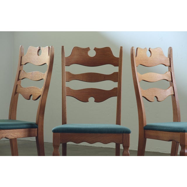 Vintage Razorblade High Back Dining Chairs by Henning Kjærnulf, Denmark, 1960s, Set of 6 For Sale - Image 10 of 18