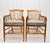 Pine Chippendale handcrafted chairs, C late 1800s, with pencil reed latticework and hand woven flat rush seats. Sturdy and...