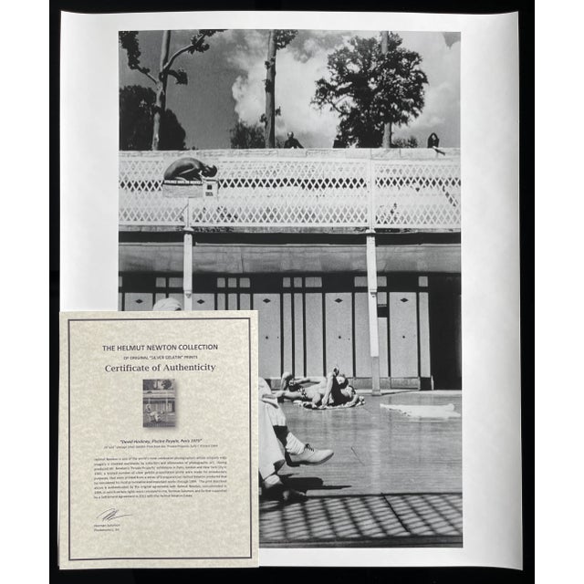 Printmaking Materials "David Hockney, Piscine Royale, Paris 1975" Vintage Silver Gelatin Print by Helmut Newton For Sale - Image 7 of 7