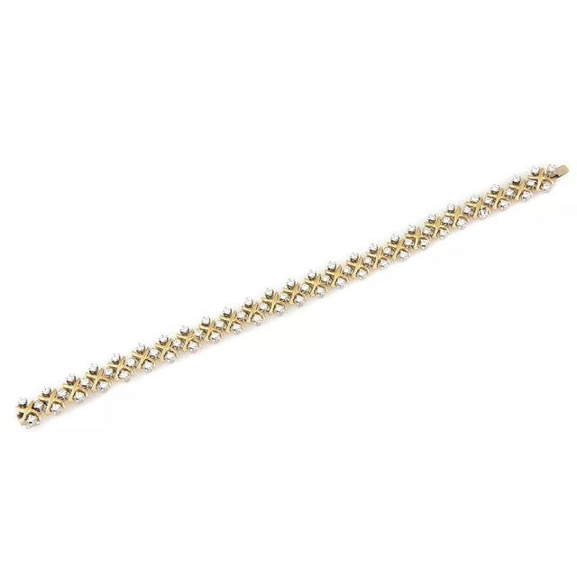 Contemporary Tiffany & Co. Schlumberger Diamond Bracelet 18k Gold Platinum X Link Style For Sale - Image 3 of 9