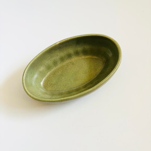 Haeger Haeger Speckled Green Oval Pottery Bowl For Sale - Image 4 of 9