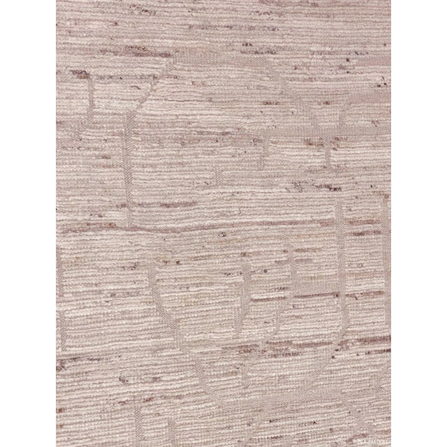 Nazmiyal Collection Cream Color Modern Moroccan Style Runner Rug For Sale In New York - Image 6 of 8